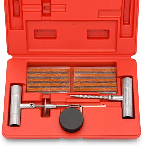 Tooluxe 50002L -35 Piece Tire Repair Universal Heavy Duty Tire Repair Kit with Plugs, Fix A Flat Tire Repair Kit, Ideal for Tires on Cars, Trucks, Motorcycles, ATV Roadside Emergency, Tire Plug Kit - size: 35 Piece Repair Kit