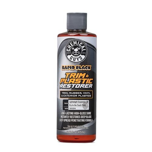 Chemical Guys, Black Trim Restorer Gel for Exterior Plastic & Rubber, 16 oz | Controlled gel restores a deep black finish to faded exterior trim, plastic and vinyl, dries non-greasy - style: 16 Oz