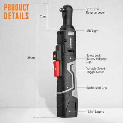 NAWIN 16.8V Electric Ratchet Wrench,3/8 electric ratchet,40 Ft-lbs, Power Ratchet Tool Kit