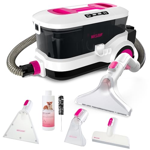 WECLEAN C4 Portable Carpet Cleaner Machine, Stand Up Upholstery Cleaner with 18KPa Powerful Suction, 800W Spot Cleaner for Pet Stains, Carpet, Rug, Couch and Car Interior, Dual Tank System, Pink - color: Pink