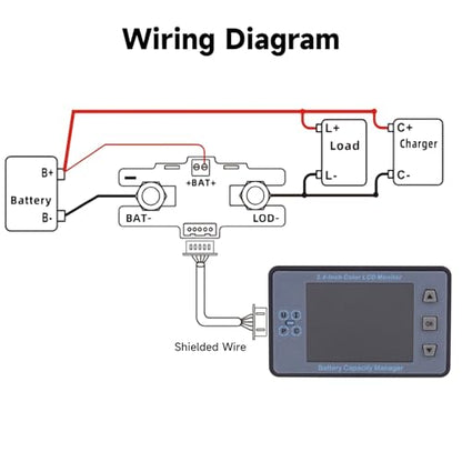 1Pack Watt Meter Digital Multimeter,DC 8-100V 100A Battery Monitor 12V 24V 36V 48V 60V Volt Amp Meter,2.4 Inch Big Color Screen LCD Display Voltmeter Multimeter Solar Battery Tester with Manual