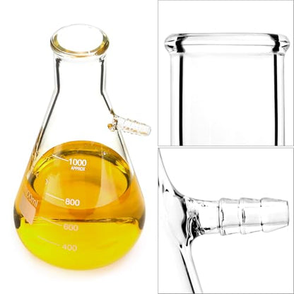 QWORK 1000ML Buchner Funnel Kit Filter Flask Set, 1L Vacuum Flask 80mm Funnel, Borosilicate Glass Heavy Wall Filtering Flask