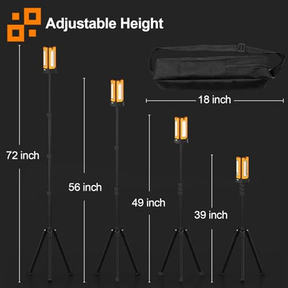 iodoo 13200mAh Rechargeable Solar Work Light,IPX4 Waterproof with Folding Stand Support and Portable Carrying Bag, 8000 Lumen Stepless Dimmable, 4 Lighting Modes, White/Warm/Warm White (Standard) - size: Orange(Standard)
