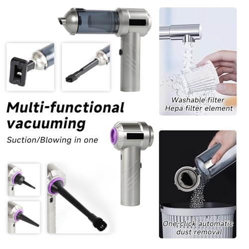 car Vacuum Portable Cordless, 18000PA Brushless Motor Hand Held Vacuum,Air Duster, 120W High Power Mini Vacuum Cleaner Foldable with LED Screen for Home, Car, Office, Pet