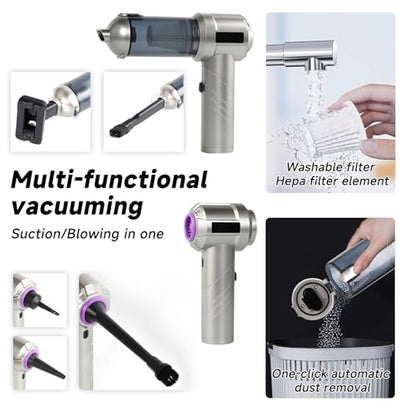 car Vacuum Portable Cordless, 18000PA Brushless Motor Hand Held Vacuum,Air Duster, 120W High Power Mini Vacuum Cleaner Foldable with LED Screen for Home, Car, Office, Pet