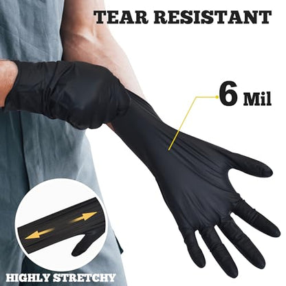 TitanFlex Disposable Nitrile Exam Gloves - 6-mil, Black, Heavy Duty, Latex Free, Food Safe for Cooking - size: X-Large