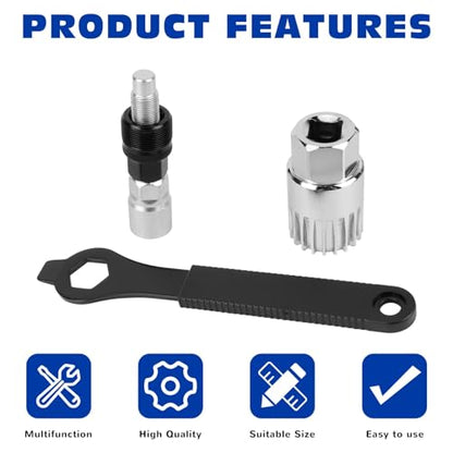 Oumers Bike Crank Extractor/Arm Remover and Bottom Bracket Remover with 16mm Spanner/Wrench. Professional Bicycle Repair Tool Kit - color: Black
