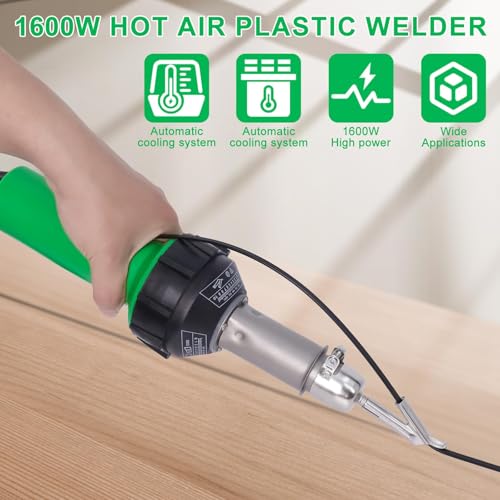 1600W Plastic Welder Kit 100V, Hot Air Welding Gun with Nozzles | Adjustable Temperature Plastic Welding Tool for PVC, TPO, Vinyl Flooring, Roofing and Bumper Repair Applications