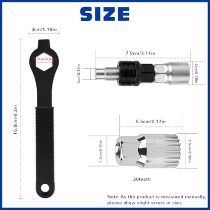 Oumers Bike Crank Extractor/Arm Remover and Bottom Bracket Remover with 16mm Spanner/Wrench. Professional Bicycle Repair Tool Kit - color: Black