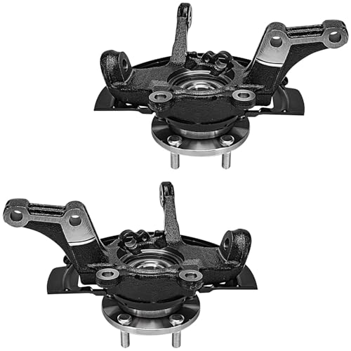 Detroit Axle - Front Steering Knuckles & Wheel Hub Bearings + Brake Calipers w/Bracket Replacement for 2002-2006 Nissan Altima 3.5L - size: 4BU48743/Kit