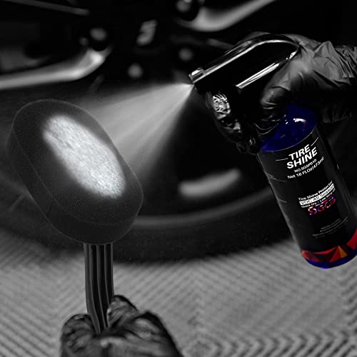 JSCARLIFE Tire Shine & Dressing Applicator Brush, Curved Sponge with Handle | High-Density Foam Sponge, Tire Dressing, Sealant & Glaze Application, Leather Seat Cleaning, Automotive Interior Polishing