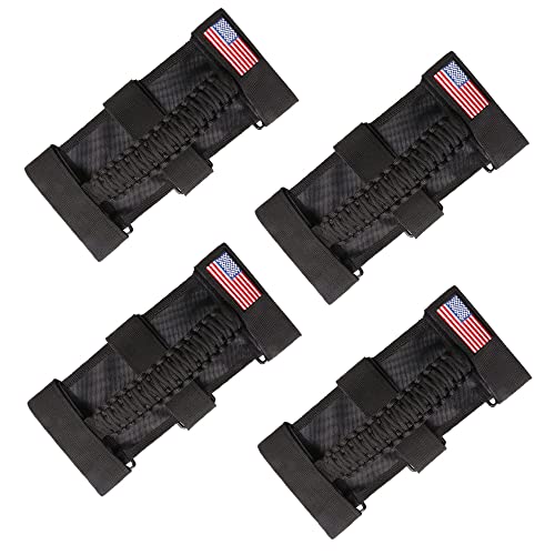 sukemichi 4 Pack Handles Grab Roll Bar Grab Handles Grip Handle for Jeep Wrangler Accessories TJ JK JL Gladiator JT UTV ATV - Upgrade Metal Buckle, Black (Not for Sky One Touch Top, Not for 2024+ Up) - color: Black, size: 4 Piece, style: Grab Handles