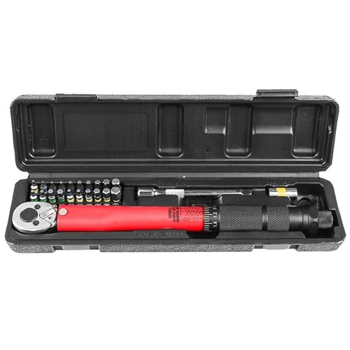 1/4 inch Drive Click Torque Wrench, Drive Torque Wrench Set, Dual-Direction Adjustable Torque Wrench Repair Tool Kit for Bike, Motos, Car Repair Maintenance Black