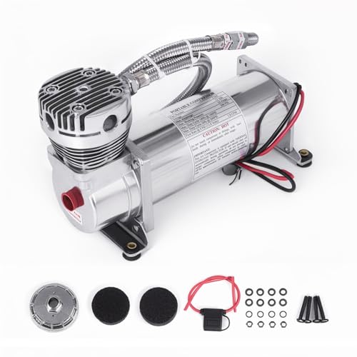200PSI 1/4 NPT Heavy Duty Air Train Horn/Air Ride Suspension Compressor for Train/Truck/Car 12V SILVER - color: Silver 1/4, size: Single
