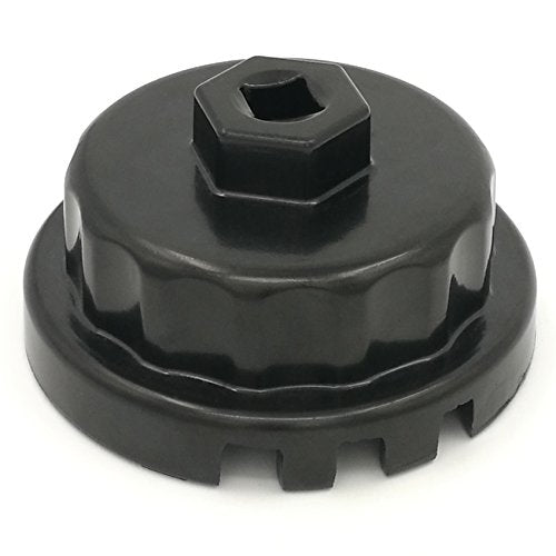 Aluminum Cup Wrench for Removing Toyota Oil Filter Caps, 64mm Flute, Fits 2.5L to 5.7L Engines, Black
