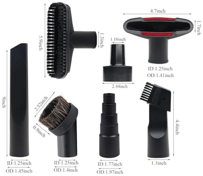 Vacuum Attachments for Shop Vac Attachment Accessories Vacuum Hose | 9 Pcs 1 1/4" Vacuum Cleaning Tools with 1 7/8" to 1" Vacuum Hose Adapter, 1.25" Hardwood Floor Brush & Crevice Tool - size: vacuum attachments-9pc