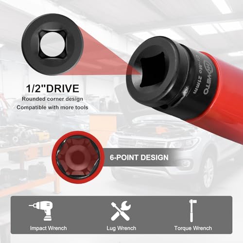 3PCS 1/2" Lug Nut Socket Set, Non-Marring 17/19/21mm Thin Wall Sleeve for Premium Auto Wheels - style: IS-D12-3PC-85