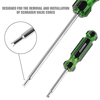 OEMTOOLS 22589 Tire Valve Core Tool Set - 2 Piece, Valve Core Tool, Tire Valve Stem Tool, Shrader Valve Remover, Tire Repair Tools, 2 Piece Set | Schrader Valve Core Tool Set, 2" & 5" Blades, Service Cars, Trucks, Motorcycles, Bicycles, Acetate Handles -