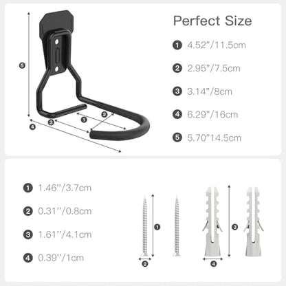 Housolution Bike Wall Mount with Fixed Hook, [2 Pack] Bike Storage Rack | Bike Rack Vertical Stand for Garage - Easily Hang/Detach - with Screws Iron Bike Hanger Brackets - size: 2 PCS