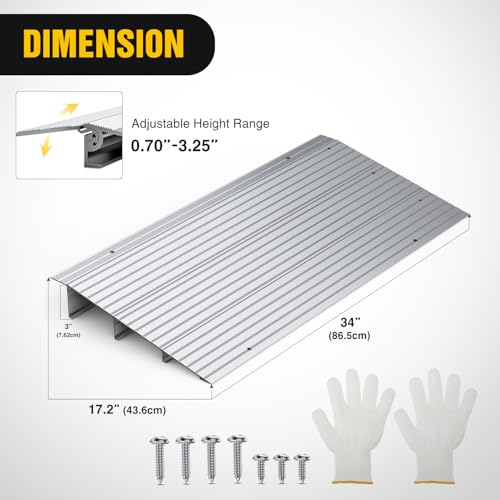 Nilight Door Threshold Ramp, 3" Rise Portable Aluminum Wheelchair Door Entry Ramps for Doorways Stairs Home Steps - size: 3" Rise