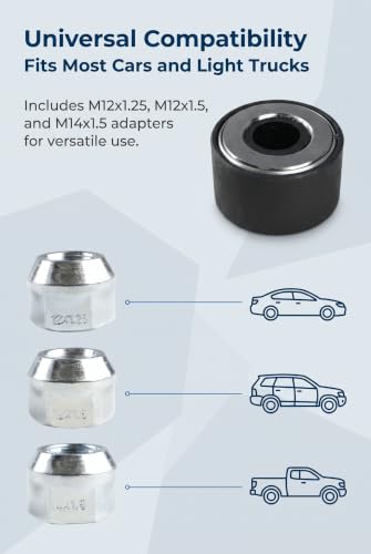 4 PCS Wheel Stud Installer Tool, Rotating Bearing Stud Installer with Lug Nuts, 3-Piece Hex Lug Nut Adapter Set, Wheel Hub Bolt Puller Tool, Universal for Most Cars, Light-Duty Trucks