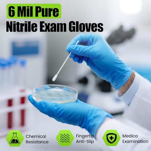 TREEGO Blue Nitrile Gloves, Large, 6 Mil Medical Exam Gloves, 1000 Count | Powder Free, Latex Free, 510(k) Cleared, Built for Industrial, Maintenance, Healthcare Professionals & Food Handling - color: 1000 Blue, size: Large