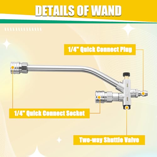 JOEJET Pressure Washer Short Gun with Mini Foam Cannon Dual Wand, 100 ML | Dual-Purpose Switch Spray Gun with 5 Power Washer Nozzle Tips, 1/4" Quick Connect, 4500 PSI - size: 100 ml