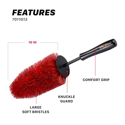 Maxshine Universal Wheel & Rim Brush Set, 2-Piece (10” & 6”) – Soft Non-Abrasive Bristles with Comfort Grip – Car Detailing Brushes for Safe Wheel & Tire Cleaning on Cars, Trucks, SUVs & Motorcycles - size: 10" & 6"