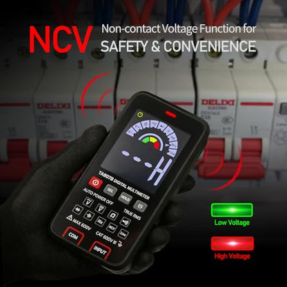 Digital Multimeter 6000 Counts Amp Voltage Tester Auto-Ranging with Backlit Screen, Measures AC/DC Voltage Current Resistance Capacitance Continuity Diode Live Wire Test NCV for Automotive, Household