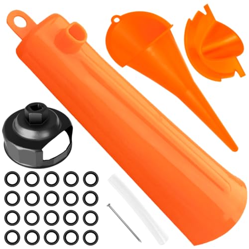 Oil Change Tool Kit for Harley Davidson Accessories,Oil Filter Wrench,Crankcase Fill Tool,Primary Case Funnel,Drip-Free Oil Filter Funnel,20PCS O-Rings