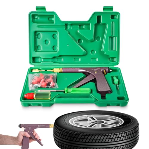 Tire Plug Kit, Tire Repair Kit, Mushroom Tire Plug Kit, Heavy Duty Tire Repair Tools for Tubeless Tires, Complete Set with Plug Gun and More for Truck, ARB, ATV, Tractor, RV, SUV, Trailer