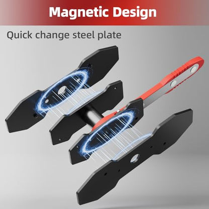 MAYESAR Brake Caliper Compression Tool, Caliper Piston Compressor Tool With Additional 2 pcs Large Steel Plate and 2 Hooks, 360°Adjustable Brake Caliper Tool for Single Twin Quad Piston Calipers (Red) - color: Red