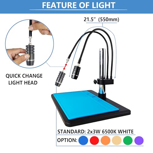Microscope Light Source Dual Gooseneck Spotlight 3W 6500K for Lab, Industrial, Biological Stero Microscope Illuminator for Electronic PCB Watch Repair (Spotlight-B) - color: Spotlight-B