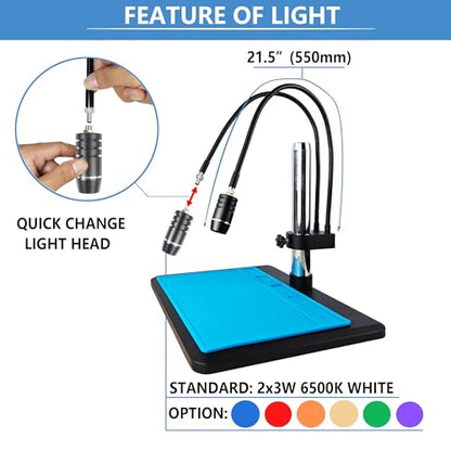 Microscope Light Source Dual Gooseneck Spotlight 3W 6500K for Lab, Industrial, Biological Stero Microscope Illuminator for Electronic PCB Watch Repair (Spotlight-B) - color: Spotlight-B