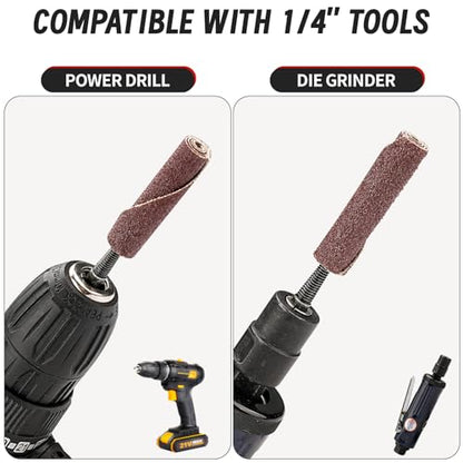 SI FANG 68Pcs Spiral and Cartridge Rolls Port and Polish Kit Assorted Grit, Mini Sanding Cone Engine Porting Assortment Kit with 1/4 inch Shank, Abrasive Head Porting Tools for Polishing, Rust Removal