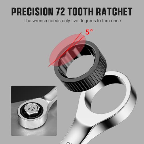 GRENPRO Ratcheting Wrench Set, Combination Wrench Set, 22-Piece SAE & Metric and Standard, 72Th Long Open End, 1/4" to 3/4" & 6-18mm, Organizer With Roll Up Pouch, CR-V Socket Mechanic Hand Tools Sets - style: 22PCS Ratcheting Wrench Set Metric&SAE