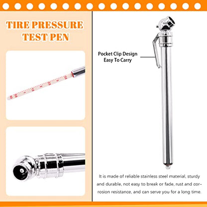 40Pcs Tire Tread Depth Gauge Measuring Tool Set with Pencil Tire Pressure Gauge Set Tire Valve Stem Caps for Motorcycle Truck Car