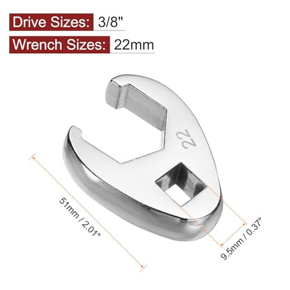HARFINGTON Drive Crowfoot Wrench 3/8" Drive 22mm Metric Fractional Crowfoot Flare Nut Wrench 40Cr Chrome Plated Open End Crowfoot Wrench for Mechanics Automotive Repair Work - size: 22mm