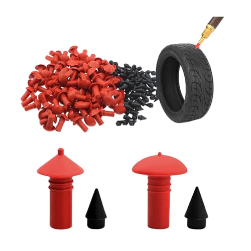 Bittwee Mushroom Shaped Car Tire Repair Insert Plugs, 90PCS Rubber Vehicle Wheel Sockets Tool with 90PCS Pins, Practical Automotive Replacement Parts, Universal for SUV RV Truck (Large) - size: Large