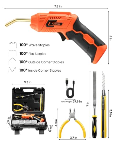 Saker Cordless Plastic Welder Kit | 3 Temperature Modes USB-C Fast Charge | Cordless Freedom, Auto Shut-Off, 3s Rapid Heating, Overheat Protection, Ideal for Auto Bumper & Home Plastic Repair