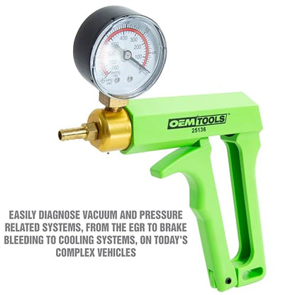 OEMTOOLS 25138 Brake Bleeder Kit, One Man Brake Bleeder, Manual Fluid Extractor, Tester for Clutches, Leak Detection and Fluid Extraction, Hoses and Adapters Included