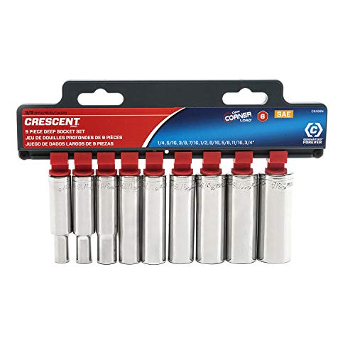 Crescent 9 Piece 3/8" Drive 6 Point Deep SAE Socket Set - CSAS6N