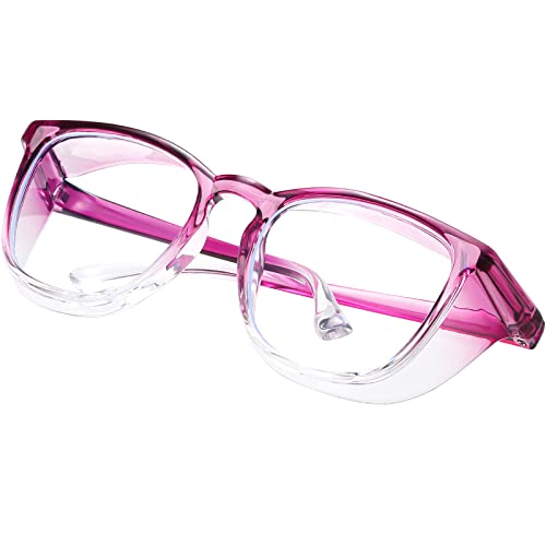 Safety glasses Goggles Nurses Protective Eyewear - Anti Fog Square Frame Stylish Clear Glasses for Women Men - color: A22-gradient Purple