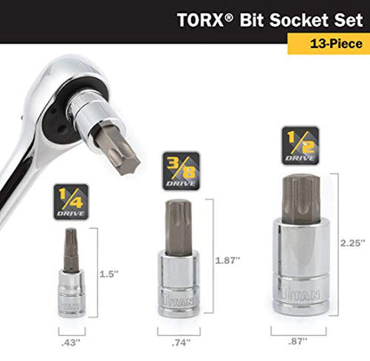 Titan 16122 Star Bit Socket Set - 13 Piece - style: Torx