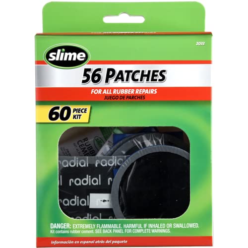 Slime 2033 Rubber Patch Kit, Patches with Glue, Storeage Box Included (56 Patches, scuffer, Glue) - size: 56-Count, style: Rubber Patch Kit