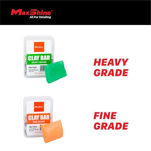 Maxshine 2-Pack Magic Clay Bar - 50g Heavy Grade Car Detailing Clay Bars for Auto Paint, Glass, Plastic & Metal, Removes Surface Contaminants, Overspray, Grime & Embedded Dirt - style: 2-Pack Heavy Grade