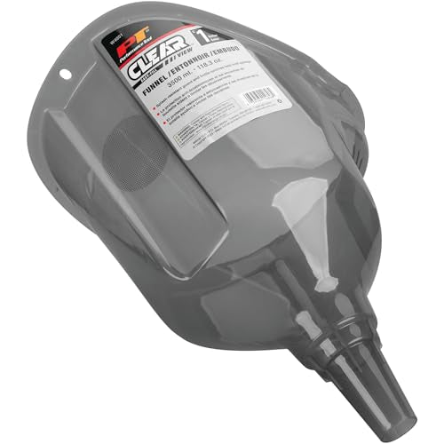 Performance Tool W4051 Clear View Easy-Fill Funnel - 1 Gallon, Transparent, Splash-Resistant Guard, Mesh Filter - size: 8 Pints, style: Clear View Easy-Fill Funnel