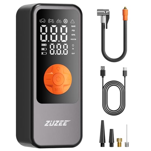 Tire Inflator Portable Air Compressor, 4X Faster & High-Capacity Battery, Portable Tire Inflator with Digital Pressure Gauge, LED Light, 150PSI Air Pump for Car Tires, SUV, Motorcycle, Bike, Ball, etc