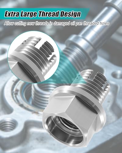 M14*1.5-15mm Magnetic Oversize Piggyback Oil Drain Plug, Stainless Steel Self Tapping Oil Pan Thread Repair Kit - size: M14.2*1.5-15mm