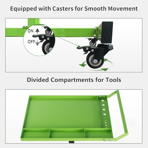 Rolling Tool Tray with Wheels,30×20 in Tear Down Work Table,220lbs Capacity Mechanics Rolling Work Table for Garage,Shop,DIY (Green) - size: Green